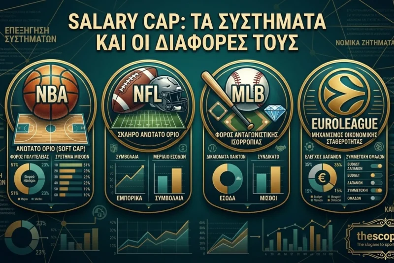 salary cap Σύγκριση μισθολογικών ορίων NBA NFL MLB και EuroLeague σε γραφική απεικόνιση